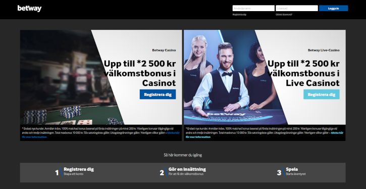 Betway Casino home page
